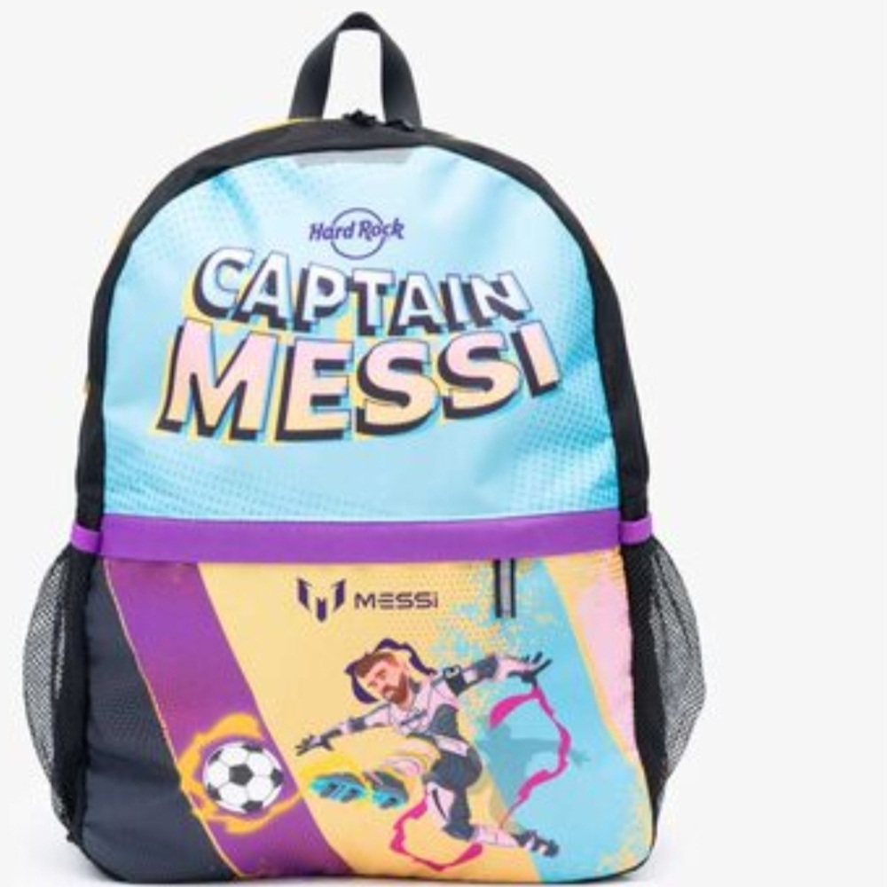 Hard Rock Cafe Kids Backpack - Light Blue, Purple & Yellow Captain Messi $18 - Picture 5 of 5